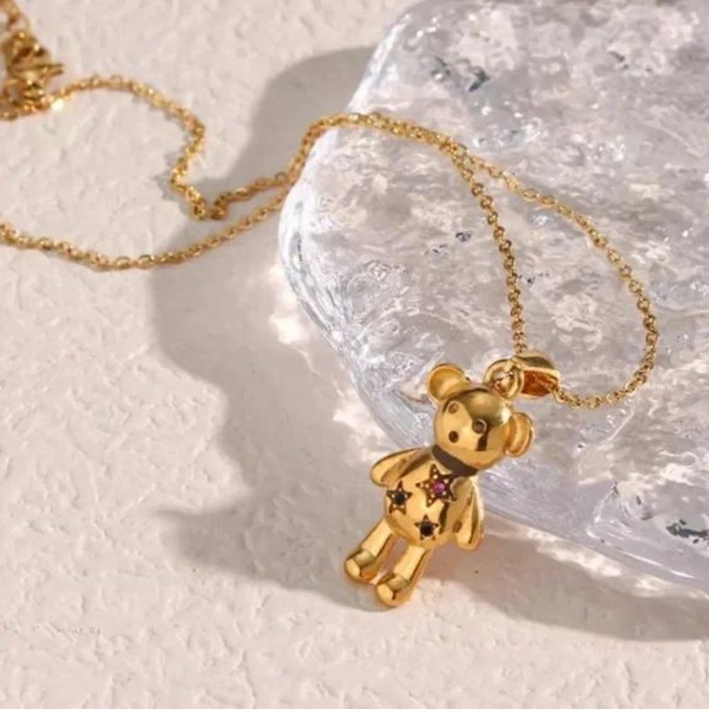 NEW 18K GOLD BEAR PENDANT NECKLACE - Picture 2 of 5